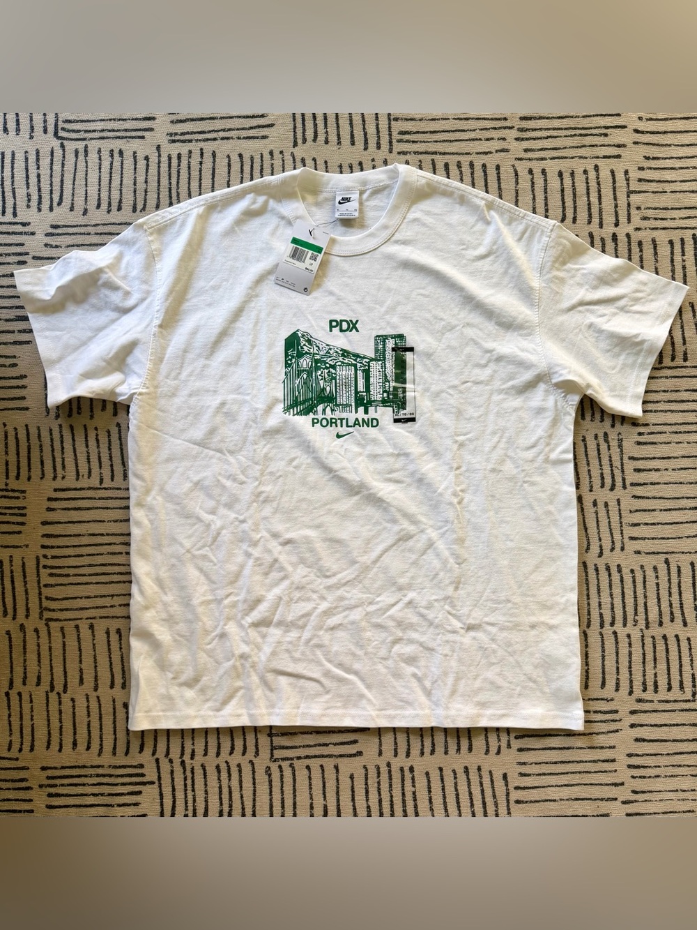 NWT Nike White Short-Sleeve Crew Tee with Green Portland Graphic